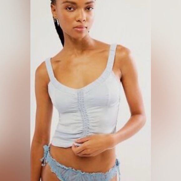 FREE PEOPLE Intimately Light Blue Ruched Women's Top Size Large - Picture 1 of 8